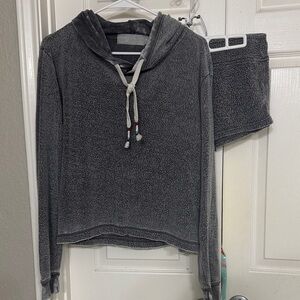 Vintage Havana Charcoal Hooded Lounge Set Sz S